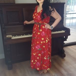 Express Red Floral Maxi Dress